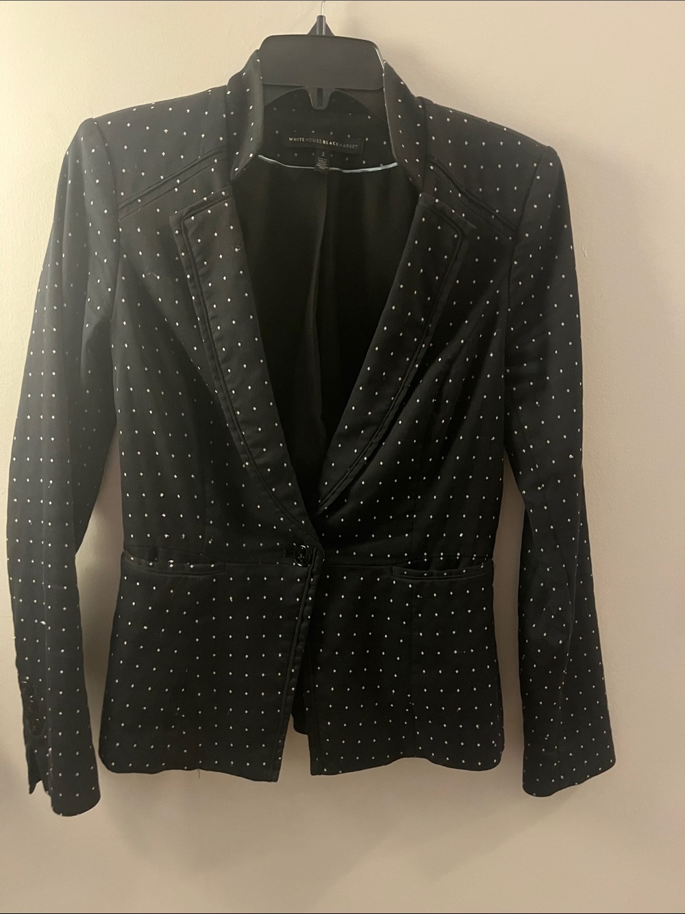 White House Black Market Black Studded Single-Button Blazer - Picture 2 of 3